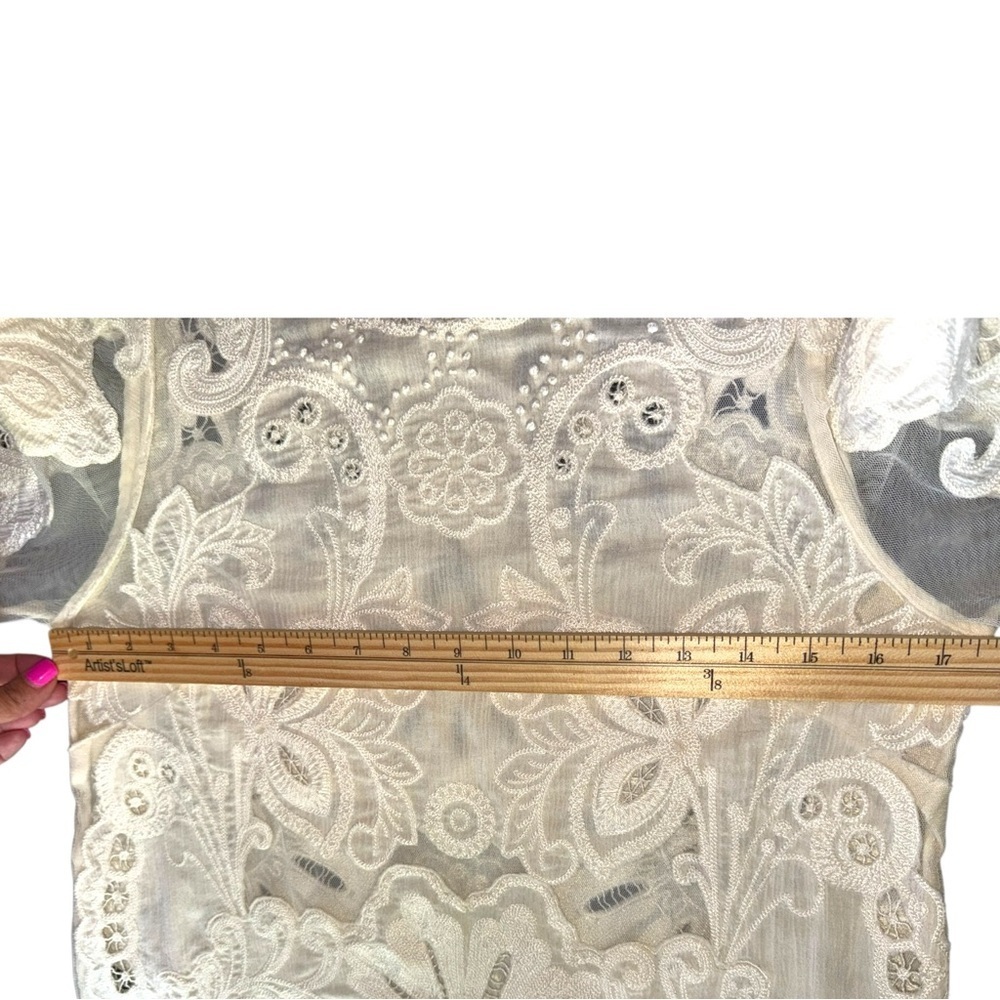 Sea NY Lysa Embroidery long Sleeve Dress Cream - Picture 15 of 17